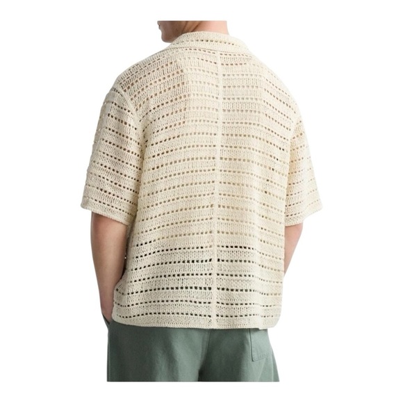 ZARA Oyster Floral Crochet Relaxed Fit Shirt Size M New - Picture 4 of 7